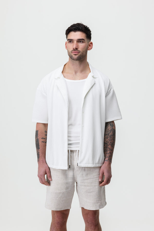 PLEATED SHIRT - WHITE