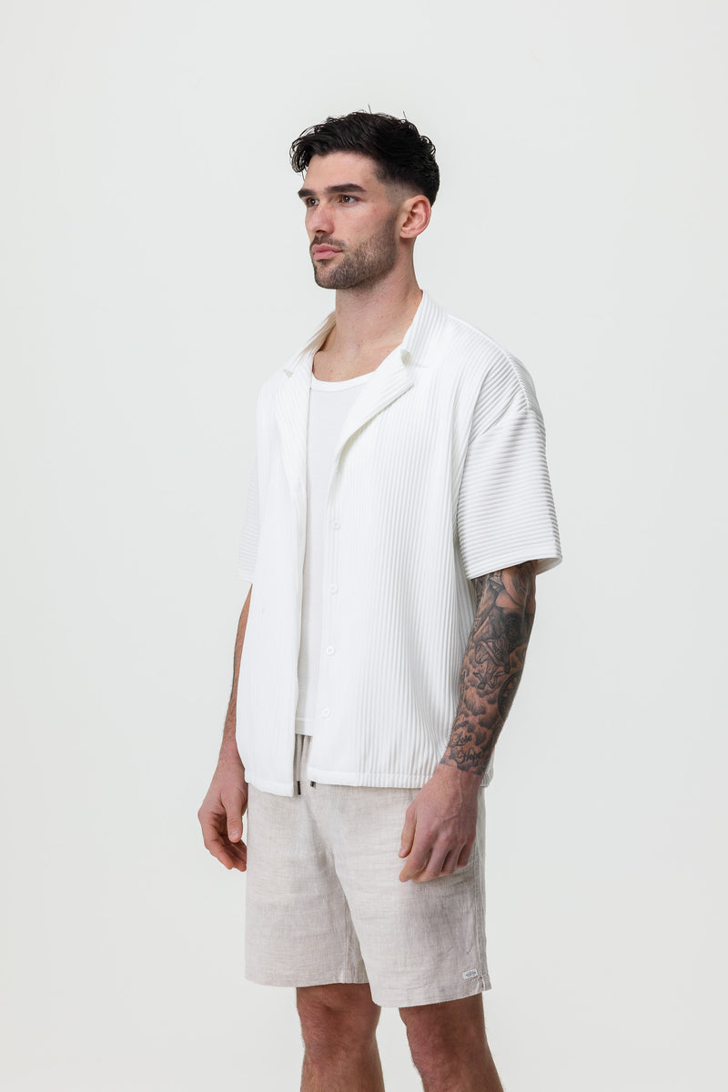 PLEATED SHIRT - WHITE