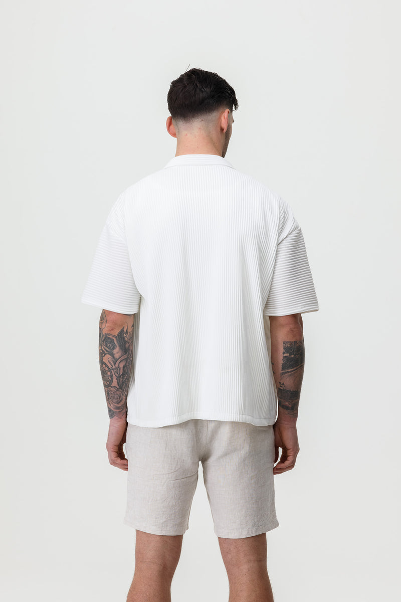 PLEATED SHIRT - WHITE