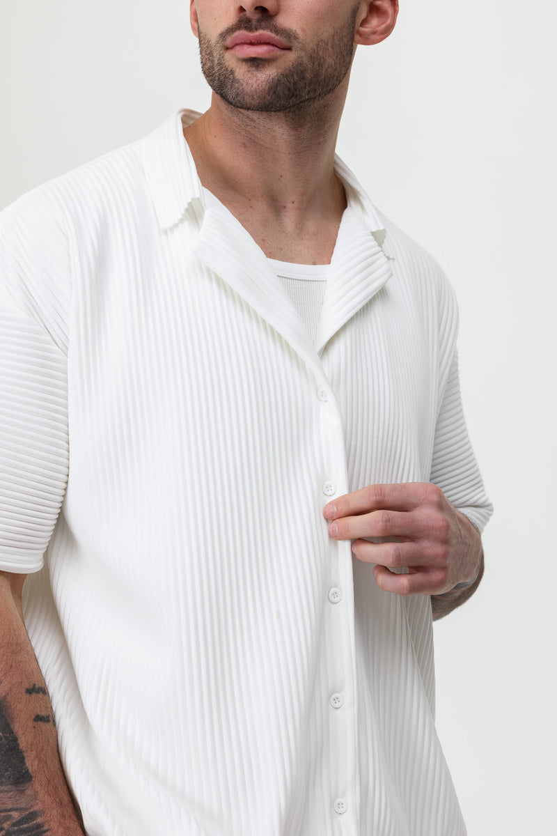 PLEATED SHIRT - WHITE