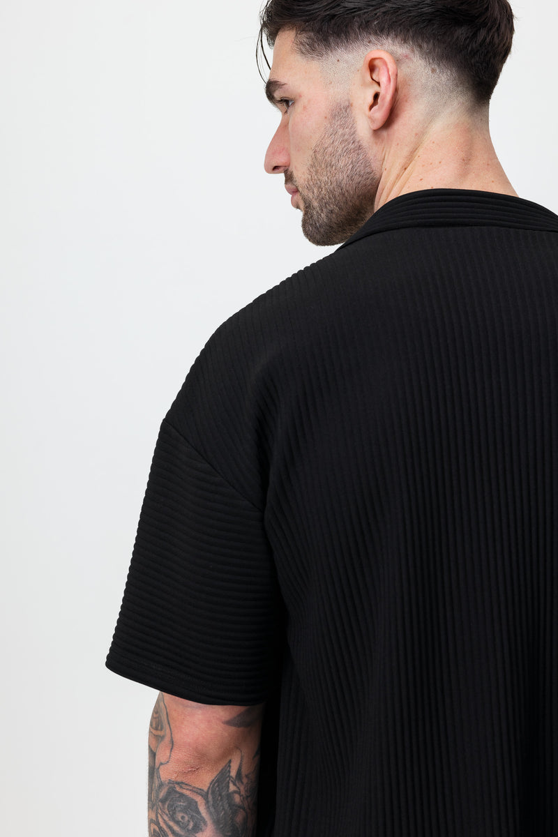 PLEATED SHIRT - BLACK