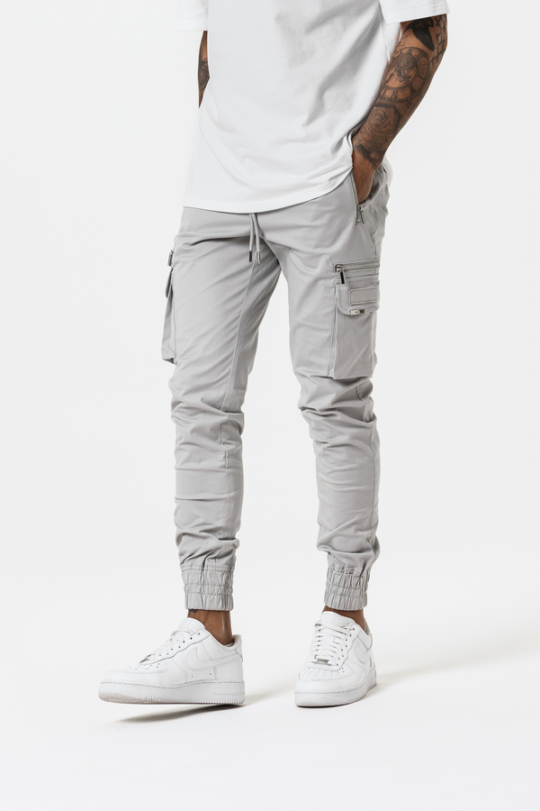 COMBAT CUFFED CARGOS - GREY