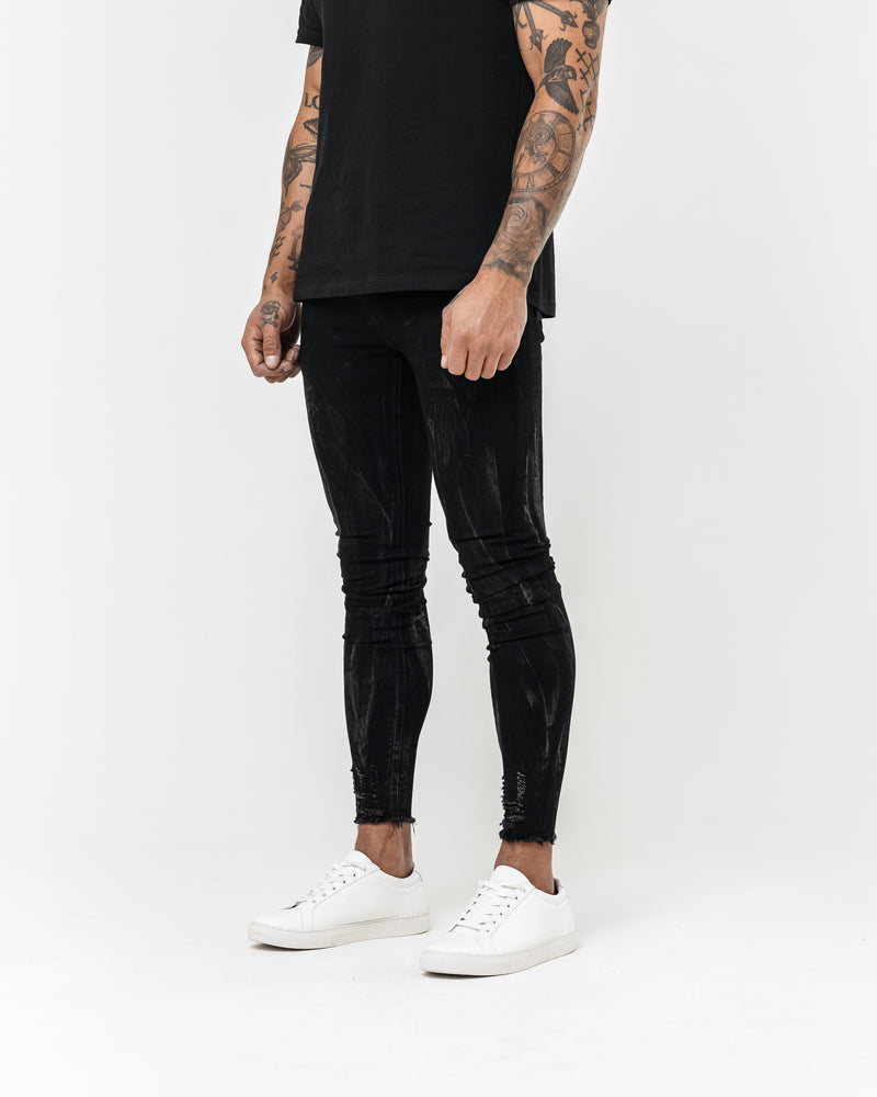 GHOST BLACK - PLAIN RIPPED HEM