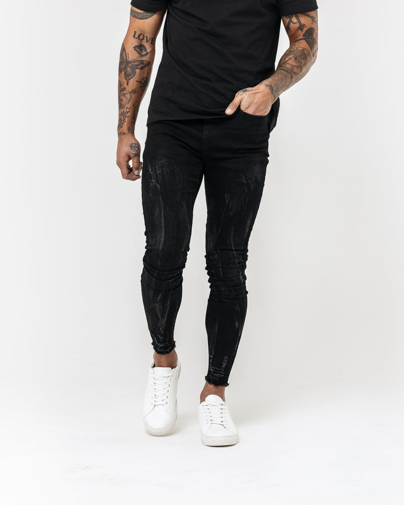 GHOST BLACK - PLAIN RIPPED HEM