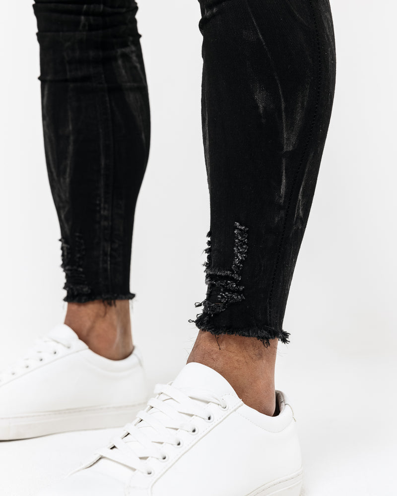 GHOST BLACK - PLAIN RIPPED HEM