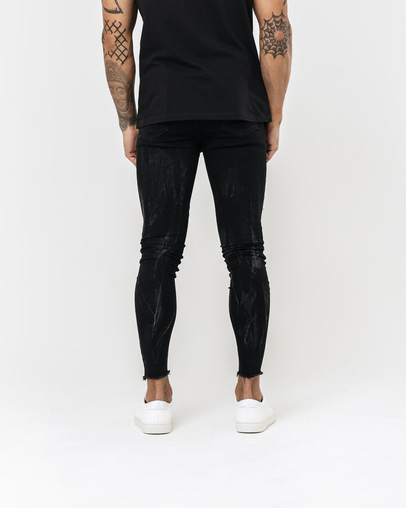 GHOST BLACK - PLAIN RIPPED HEM