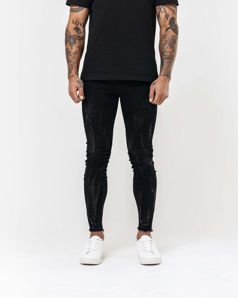 GHOST BLACK - PLAIN RIPPED HEM